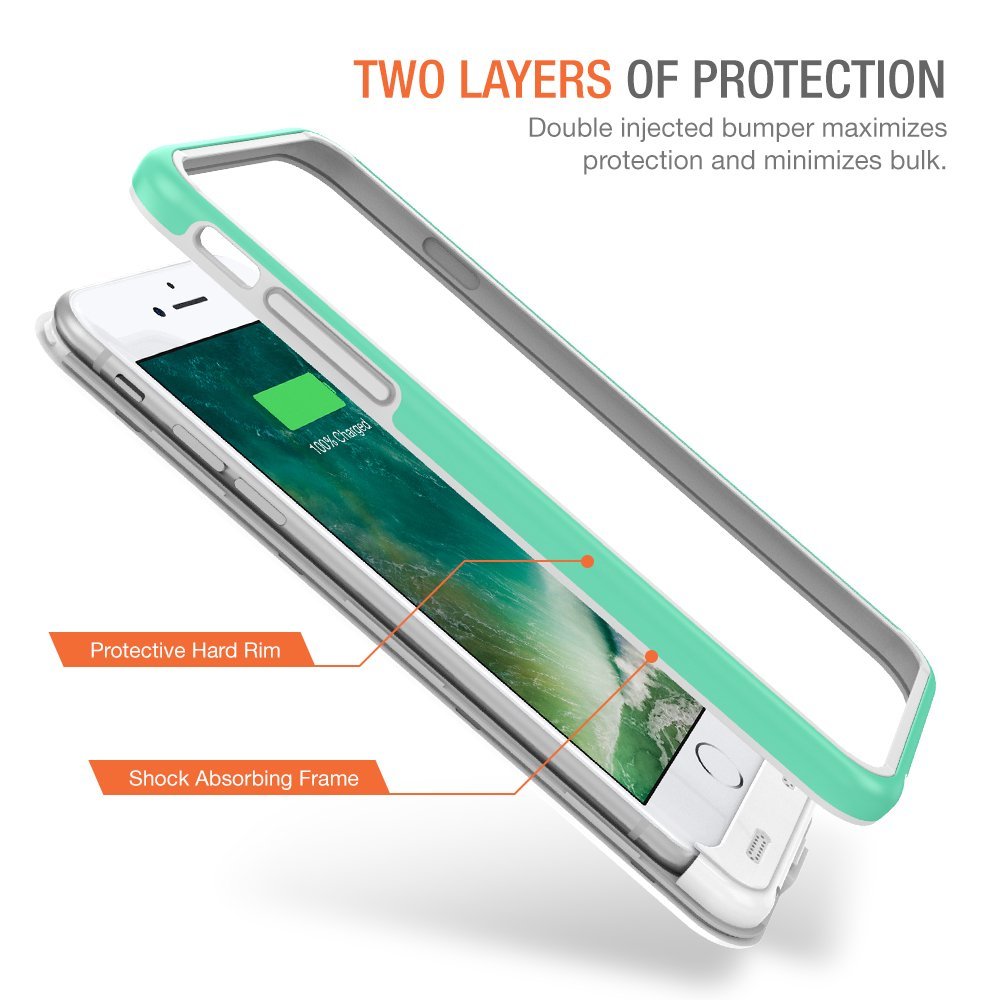 スマートフォン/携帯電話 スマートフォン本体 Atomic Pro Battery Case for iPhone 8 – White/Turquoise