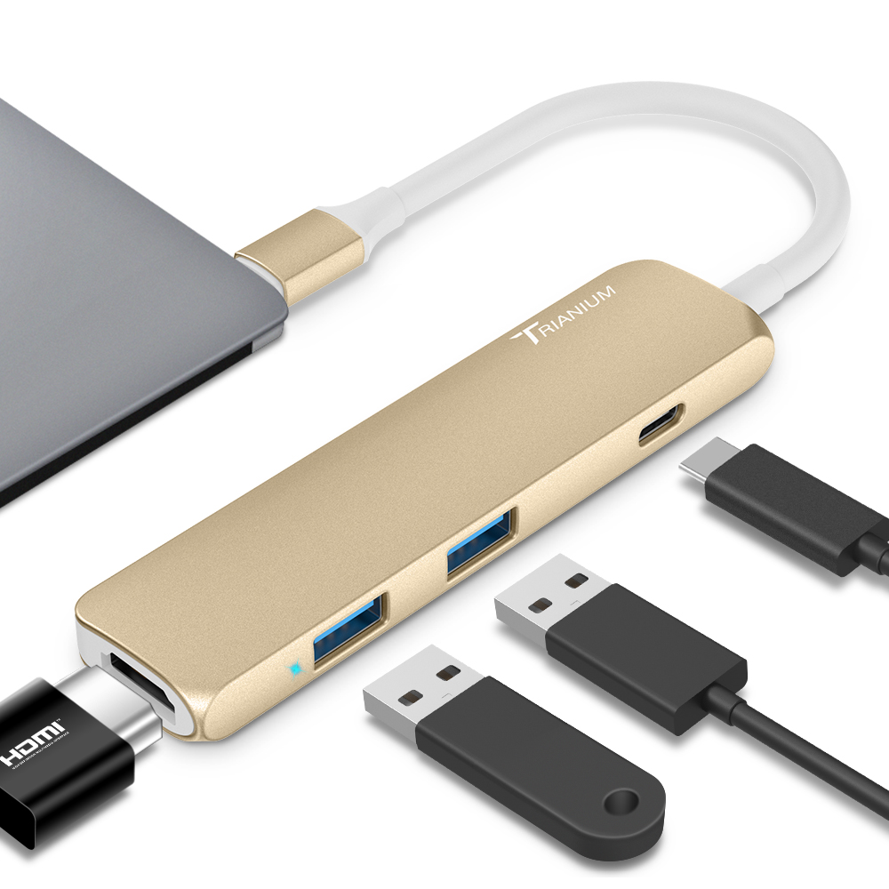USB Type-C Hub Adapter, Multi-Port Charger Dock – Gold